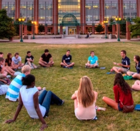 Students on lawn Students on lawn
